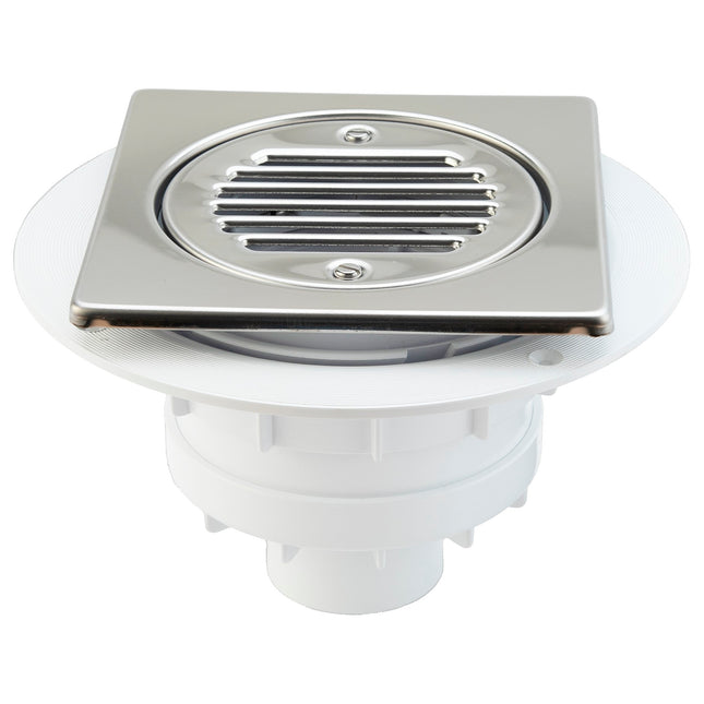 McAlpine Valve Shower Gully for Tiled Floors - Vert Outlet, Stainless Steel Tile - VSG2T6SS-V