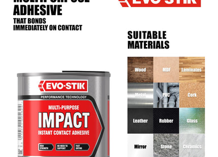 Evo-stik Impact Adhesive 250ml - Multipurpose High-Strength Contact Glue - Bonds Instantly - Fast Drying