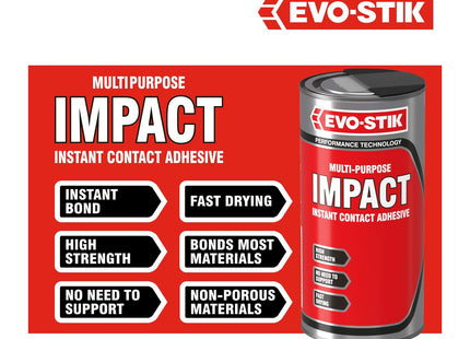 Evo-stik Impact Adhesive 500ml Tin - Multipurpose - High-Strength Adhesive - Bonds Instantly on Contact - Fast Drying