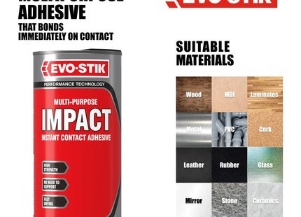 Evo-stik Impact Adhesive 500ml Tin - Multipurpose - High-Strength Adhesive - Bonds Instantly on Contact - Fast Drying