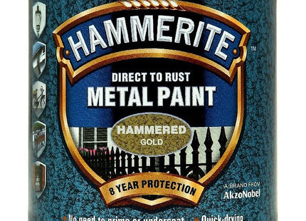 Hammerite Metal Paint: Hammered Gold 250ml 5084818