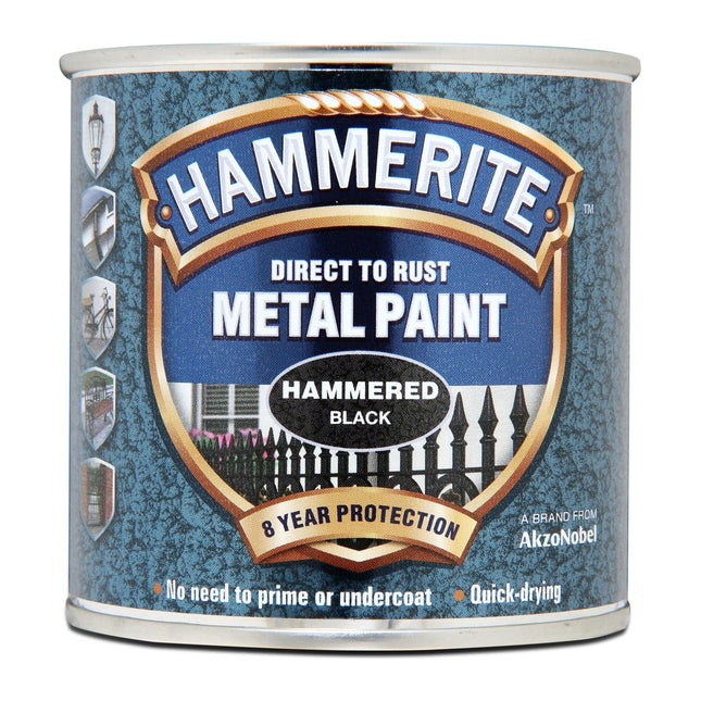 Hammerite Direct to Rust Metal Paint - Hammered Black Finish 250ml 5084792