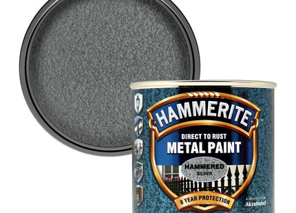 Hammerite Direct to Rust Metal Paint - Hammered Silver Finish 250ml 5084798