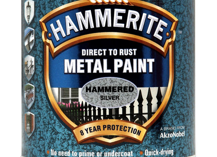 Hammerite Direct to Rust Metal Paint - Hammered Silver Finish 250ml 5084798