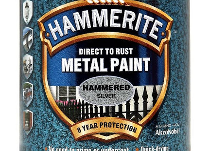 Hammerite Direct to Rust Metal Paint - Hammered Silver Finish 250ml 5084798