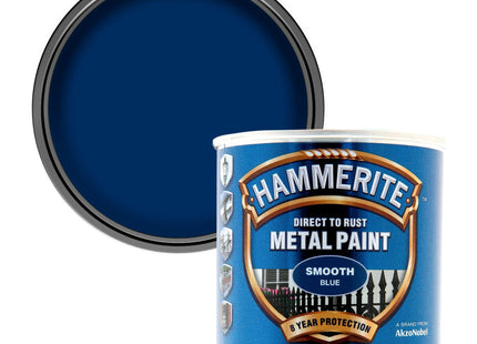 Hammerite Direct to Rust Metal Paint - Smooth Blue Finish 250ml 5084884