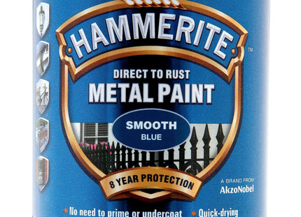 Hammerite Direct to Rust Metal Paint - Smooth Blue Finish 250ml 5084884