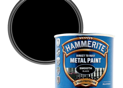 Hammerite Direct to Rust Metal Paint - Smooth Black Finish 250ml 5084863