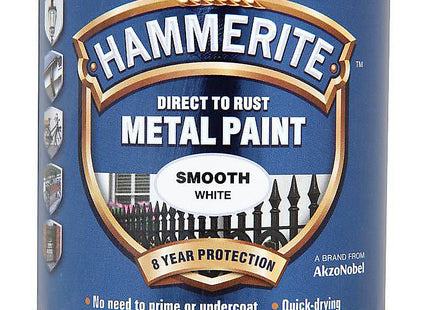 Hammerite Direct to Rust Metal Paint - Smooth White Finish 250ml 5084857