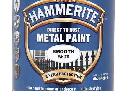 Hammerite Direct to Rust Metal Paint - Smooth White Finish 250ml 5084857