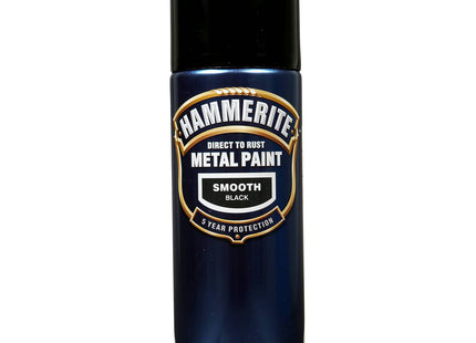Hammerite Spray Paint for Metal. Direct to Rust Exterior Black Metal Paint, 8 Year Protection 0.5 SqM Coverage 400ml 5092965