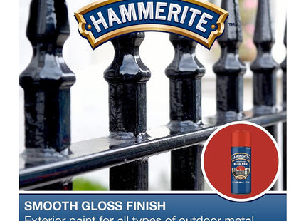 Hammerite Spray Paint for Metal. Direct to Rust Exterior Red Metal Paint, 8 Year Protection 0.5 SqM Coverage 400ml
