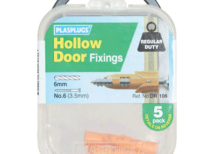 Plasplugs - Hollow Door Fixing (Card of 5) PLADR106