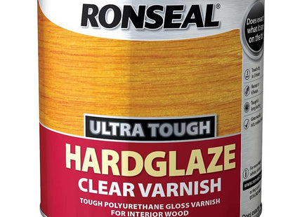 Ronseal 2.5 Litre Ultra Tough Hardglaze Internal Clear Gloss Varnish UTVHG25L