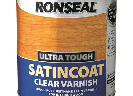Ronseal 2.5 Litre Ultra Tough Internal Clear Satincoat Varnish UTVSC25L