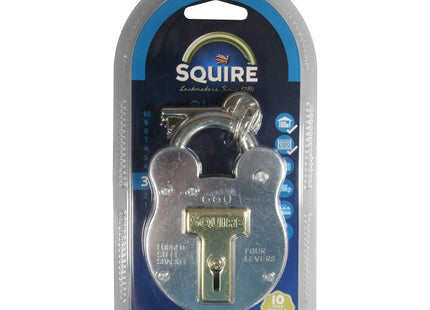 Squire Henry Old English Galvanised Steel Case 4 Lever Padlock, Large