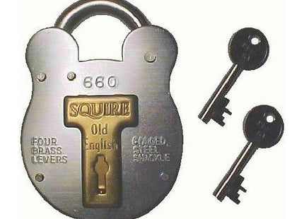 Squire Henry Old English Galvanised Steel Case 4 Lever Padlock, Large
