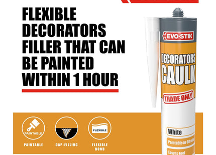 Evo-stik Decorators Caulk White - 280ml - Low-Movement Crack and Gap Filler - Fast-Drying - Can be Overpainted - Easy-to-Apply - Lasts Up To 15 Years