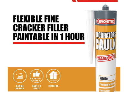 Evo-stik Decorators Caulk White - 280ml - Low-Movement Crack and Gap Filler - Fast-Drying - Can be Overpainted - Easy-to-Apply - Lasts Up To 15 Years