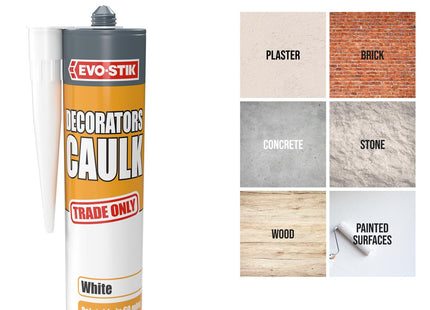 Evo-stik Decorators Caulk White - 280ml - Low-Movement Crack and Gap Filler - Fast-Drying - Can be Overpainted - Easy-to-Apply - Lasts Up To 15 Years