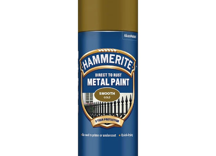 Hammerite Spray Paint for Metal. Direct to Rust Exterior Gold Metal Paint, 8 Year Protection 0.5 SqM Coverage 400ml