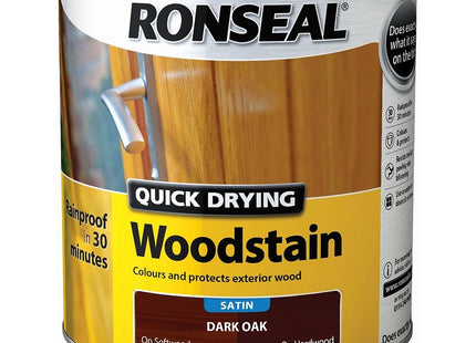 Ronseal Quick Drying Woodstain Dark Oak Satin 2.5 Litre