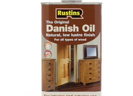 Rustins Original Danish Oil 1 Litre - Rich, Natural Glow - Enhances Wood Grain Beautifully, Professional-Grade Finish, Easy DIY Application DANO1000