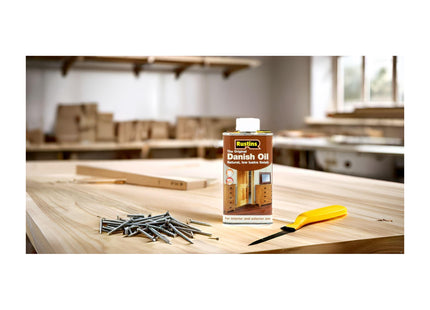 Rustins Original Danish Oil 1 Litre - Rich, Natural Glow - Enhances Wood Grain Beautifully, Professional-Grade Finish, Easy DIY Application DANO1000