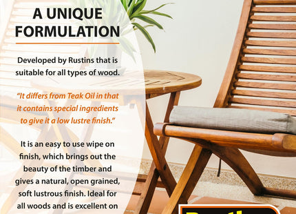 Rustins Original Danish Oil 1 Litre - Rich, Natural Glow - Enhances Wood Grain Beautifully, Professional-Grade Finish, Easy DIY Application DANO1000