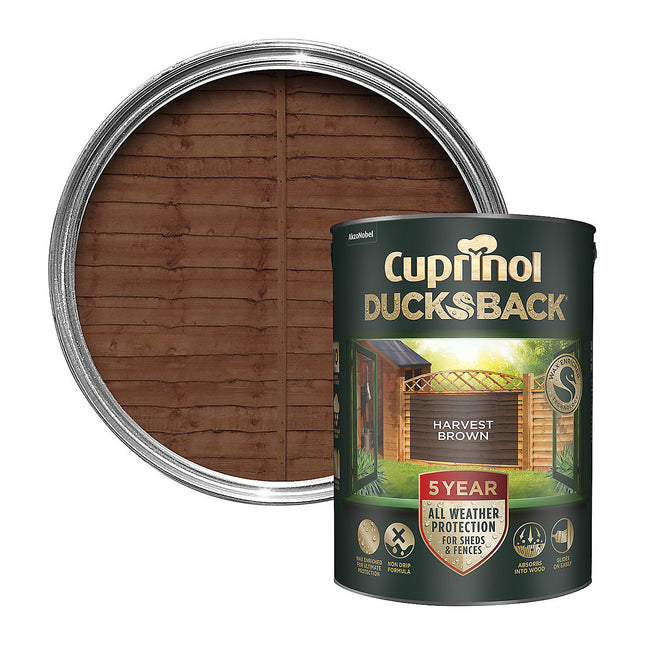 Cuprinol Ducksback Shed & Fence Paint - Harvest Brown - 5 Litre