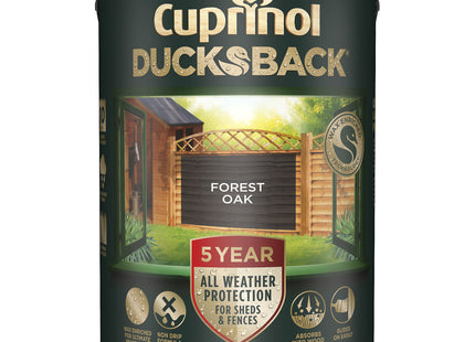 Cuprinol Ducksback 5 Year Waterproof for Sheds and Fences, 5 Litre - Forest Oak 5092434