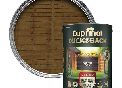Cuprinol Ducksback 5 Year Waterproof for Sheds and Fences, 5 Litre - Forest Oak 5092434