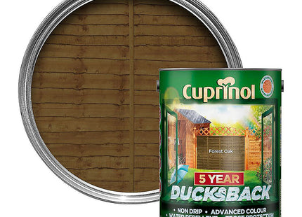 Cuprinol Ducksback 5 Year Waterproof for Sheds and Fences, 5 Litre - Forest Oak 5092434