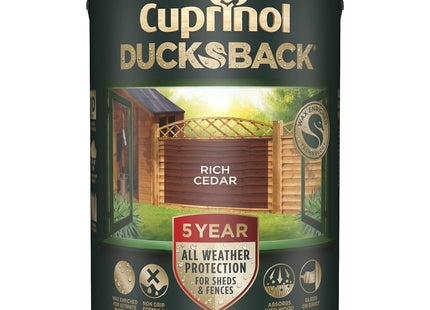 Cuprinol Ducksback Shed & Fence Paint - Rich Cedar - 5 Litre