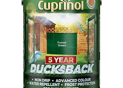 Cuprinol Ducksback 5 Year Waterproof for Sheds and Fences, 5 Litre - Forest Green 5092438