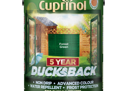 Cuprinol Ducksback 5 Year Waterproof for Sheds and Fences, 5 Litre - Forest Green 5092438