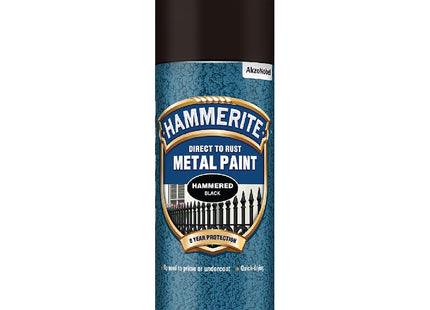 Hammerite Spray Paint for Metal. Direct to Rust Exterior Black Hammered Effect Paint,  400ml 5084781