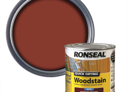 Ronseal 250ml Woodstain Quick Dry Satin Deep - Mahogany QDWSDM250