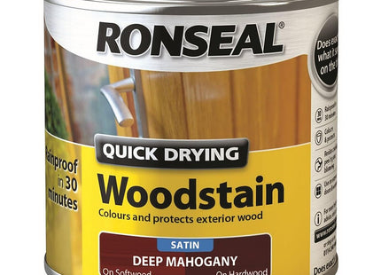 Ronseal 250ml Woodstain Quick Dry Satin Deep - Mahogany QDWSDM250