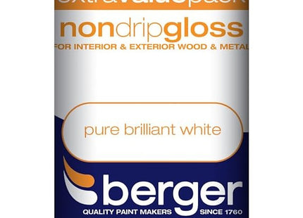 Berger Non Drip Gloss - Pure Brilliant White 1.25 Litre 273235