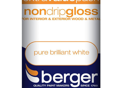 Berger Non Drip Gloss - Pure Brilliant White 1.25 Litre 273235
