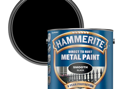 Hammerite Direct to Rust Metal Paint - Smooth Black Finish 2.5 Litre