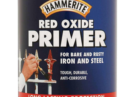 Hammerite Primer Metal Primer for Garden Furniture, Rust Inhibitor and Rust Treatment for Metal, Interior and Exterior Use 500ml Red