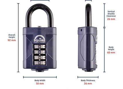 Squire Heavy Duty Padlock 4 Wheel Combination Padlock Alloy Steel for Corrosion Resistance Weatherproof Lock for Home, 50 mm CP50