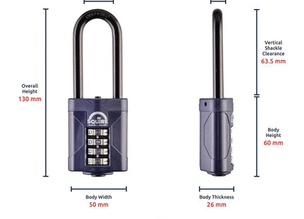 Squire Heavy Duty Padlock 2.5 4 Wheel Combination Padlock Alloy Steel for Corrosion Resistance Weatherproof Lock for Home, 50 mm CP50