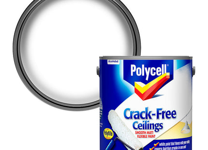 Polycell Crack-Free Ceilings Smooth Matt, White, 2.5 Litre