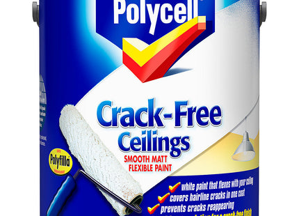 Polycell Crack-Free Ceilings Smooth Matt, White, 2.5 Litre