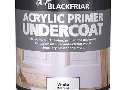 Blackfriar Quick Drying Acrylic Primer Undercoat, 250ml, White BKFWAP250