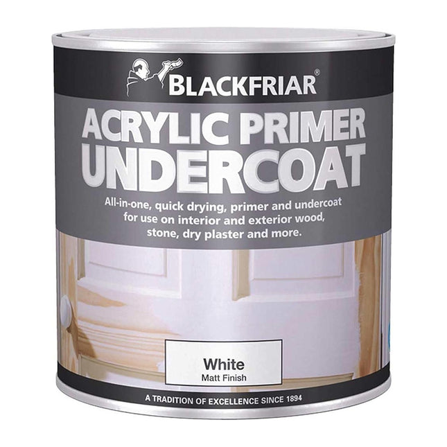 Blackfriar Quick Drying Acrylic Primer Undercoat, 500ml, White BKFWAP500