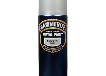 Hammerite Direct to Rust Metal Paint Aerosol Smooth Silver Finish 400ml